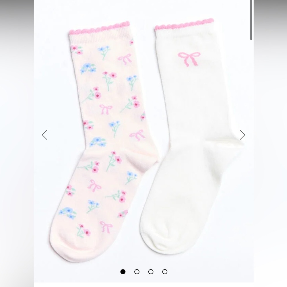 Boux Avenue 2 Pack Floral and Bow Cotton Ankle Socks